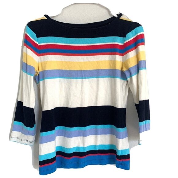 Talbots Women Size XS Multicolor Stripe Cotton Top Blouse - Picture 1 of 3